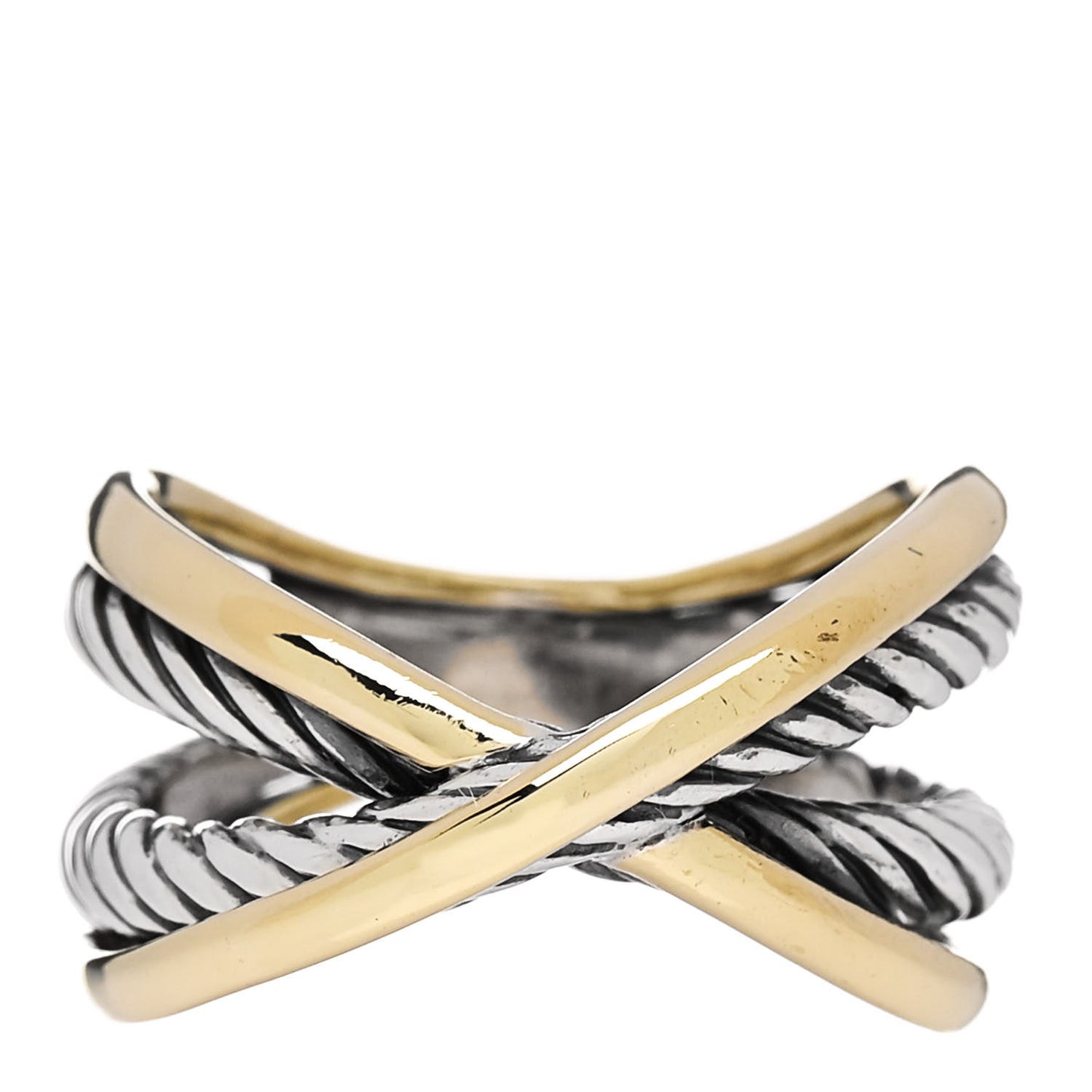 Sterling Silver 18K Yellow Gold Crossover Ring 51 5.75