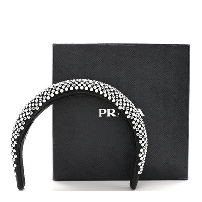 Prada Satin Crystal Embellished Headband Metal 8 of 8