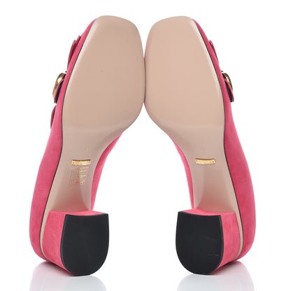 Gucci Kid Scamosciato GG Marmont Fringe 50mm Loafer Pumps 40 Hot Pink 5 of 8