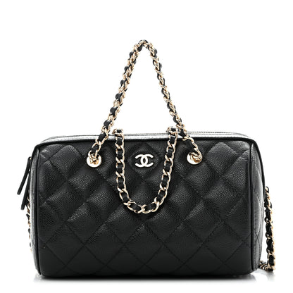 Chanel Caviar Quilted Barrel Clutch With Chain  Black 1 of 12