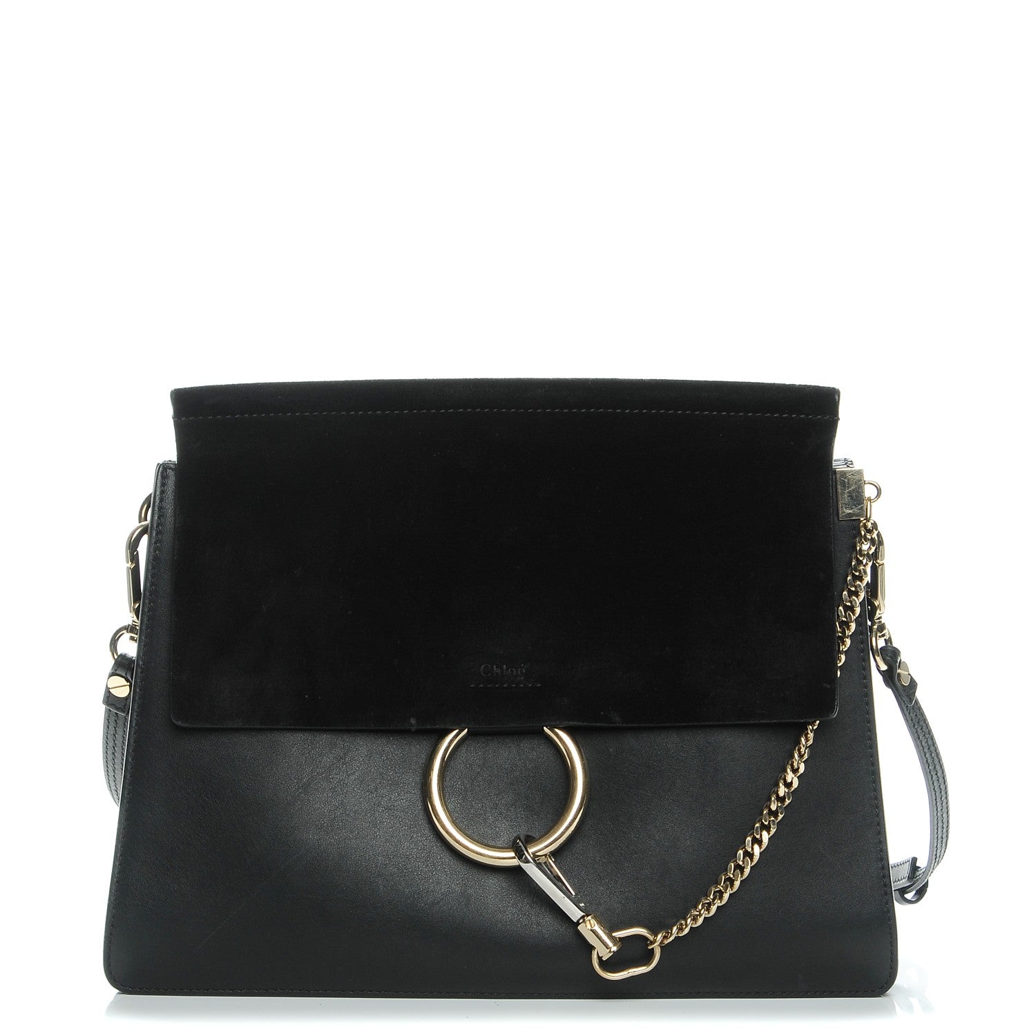 Chloe Suede Calfskin Medium Faye Shoulder Bag Black 1 of 8