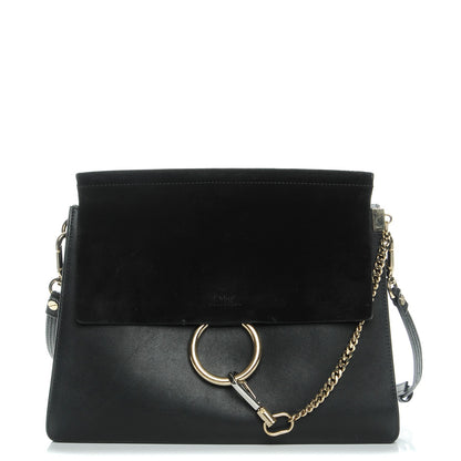 Chloe Suede Calfskin Medium Faye Shoulder Bag Black 1 of 8