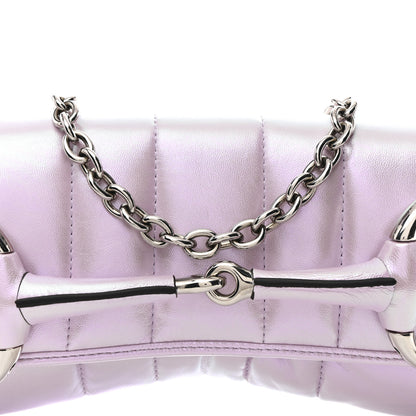 Gucci Iridescent Nappa Vertical Matelasse Medium Maxi Horsebit Chain Shoulder Bag Escape Pink 8 of 10