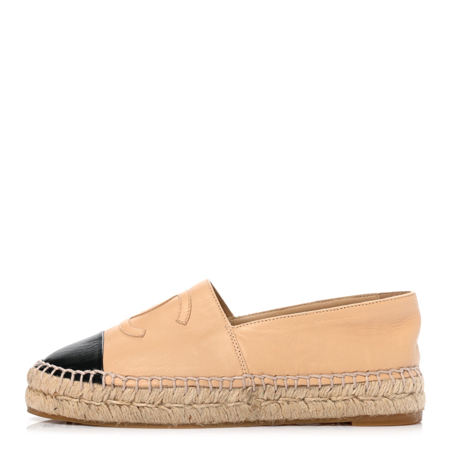 Lambskin CC Espadrilles 36 Beige Black