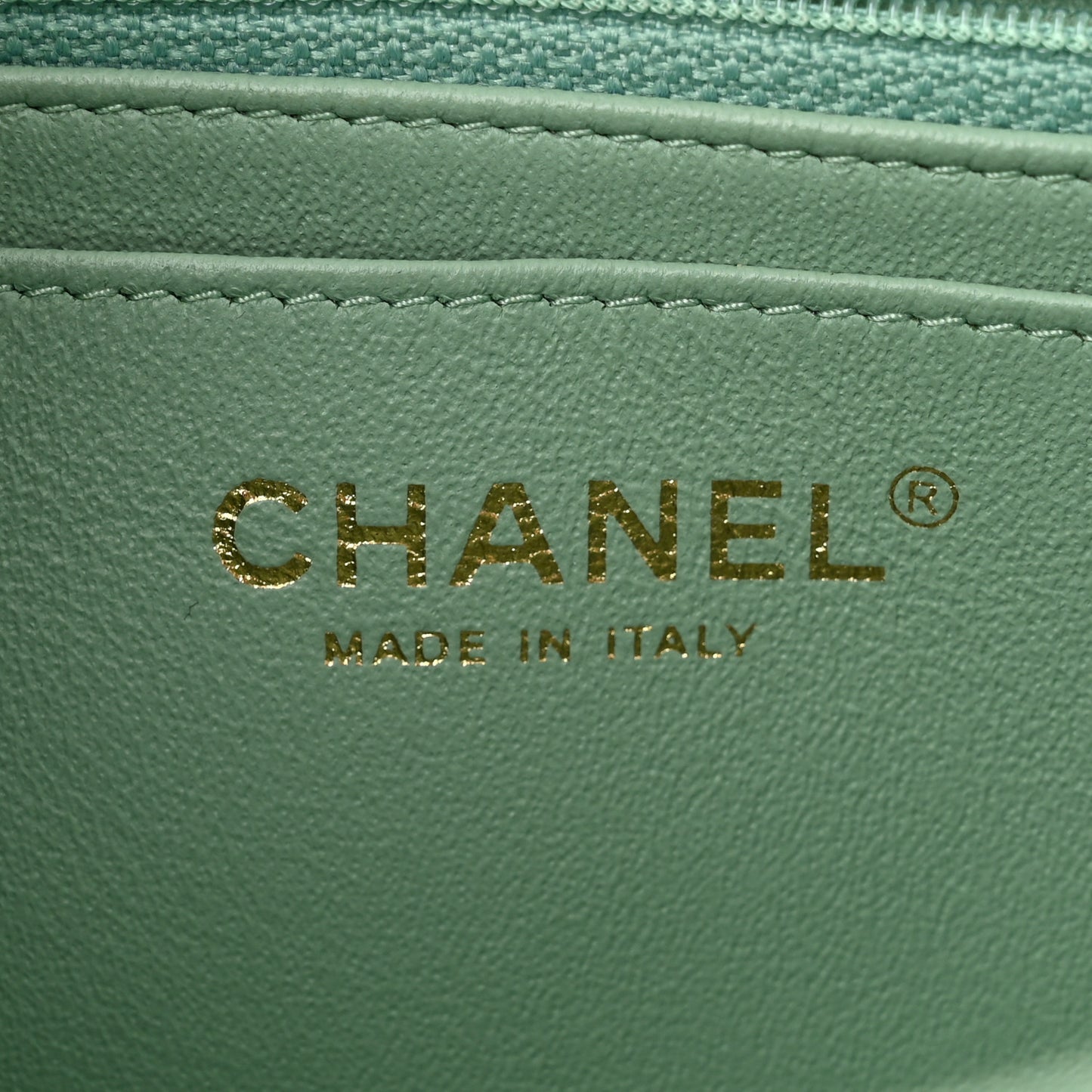 Lambskin Quilted Mini Rectangular Flap Light Green