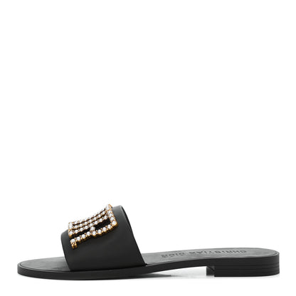 Christian Dior Matte Calfskin Pearl Dio(r)evolution Slide Sandals 39 Black 1 of 10