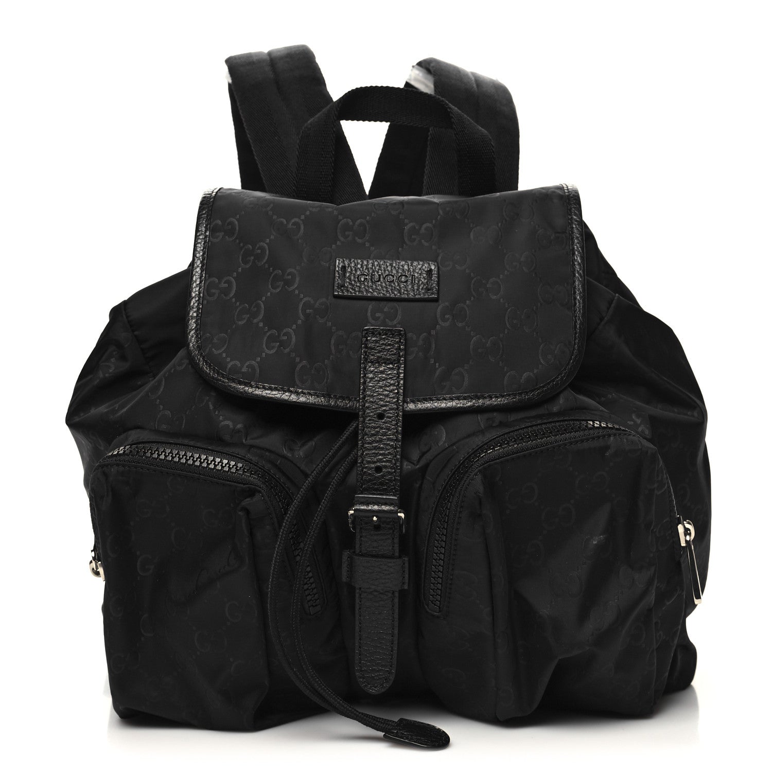 Gucci Nylon Monogram Medium Light Single Buckle Backpack Black 1 of 10
