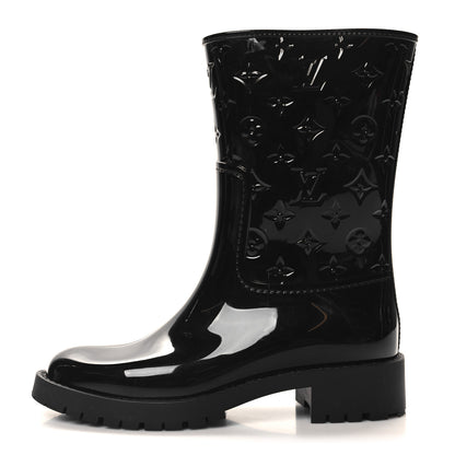 Louis Vuitton Rubber Embossed Monogram Splash Rain Short Boots 38 Black 1 of 7