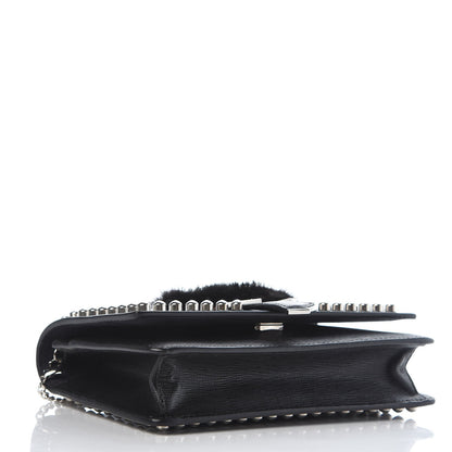 Fendi Vitello Elite Mink Fur Studded Karlito Tube Wallet on Chain Black 4 of 7