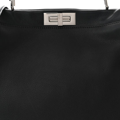 Fendi Vitello Dolce Marmol Patent Crocodile Trapuntata Large Peekaboo Iconic Satchel Black Fumo 9 of 11