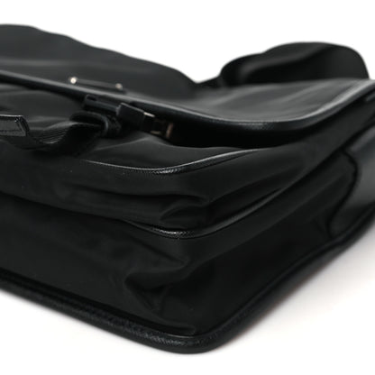 Prada Tessuto Nylon Saffiano Large Double Snap Buckle Messenger Bag Black 10 of 10