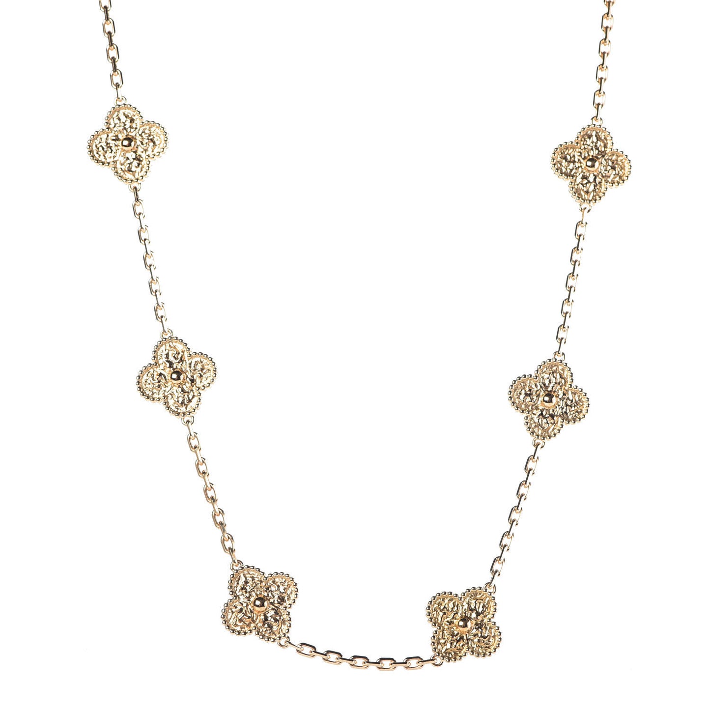 18K Yellow Gold 10 Motifs Vintage Alhambra Necklace