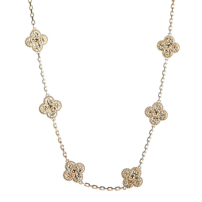 Van Cleef & Arpels 18K Yellow Gold 10 Motifs Vintage Alhambra Necklace 1 of 6