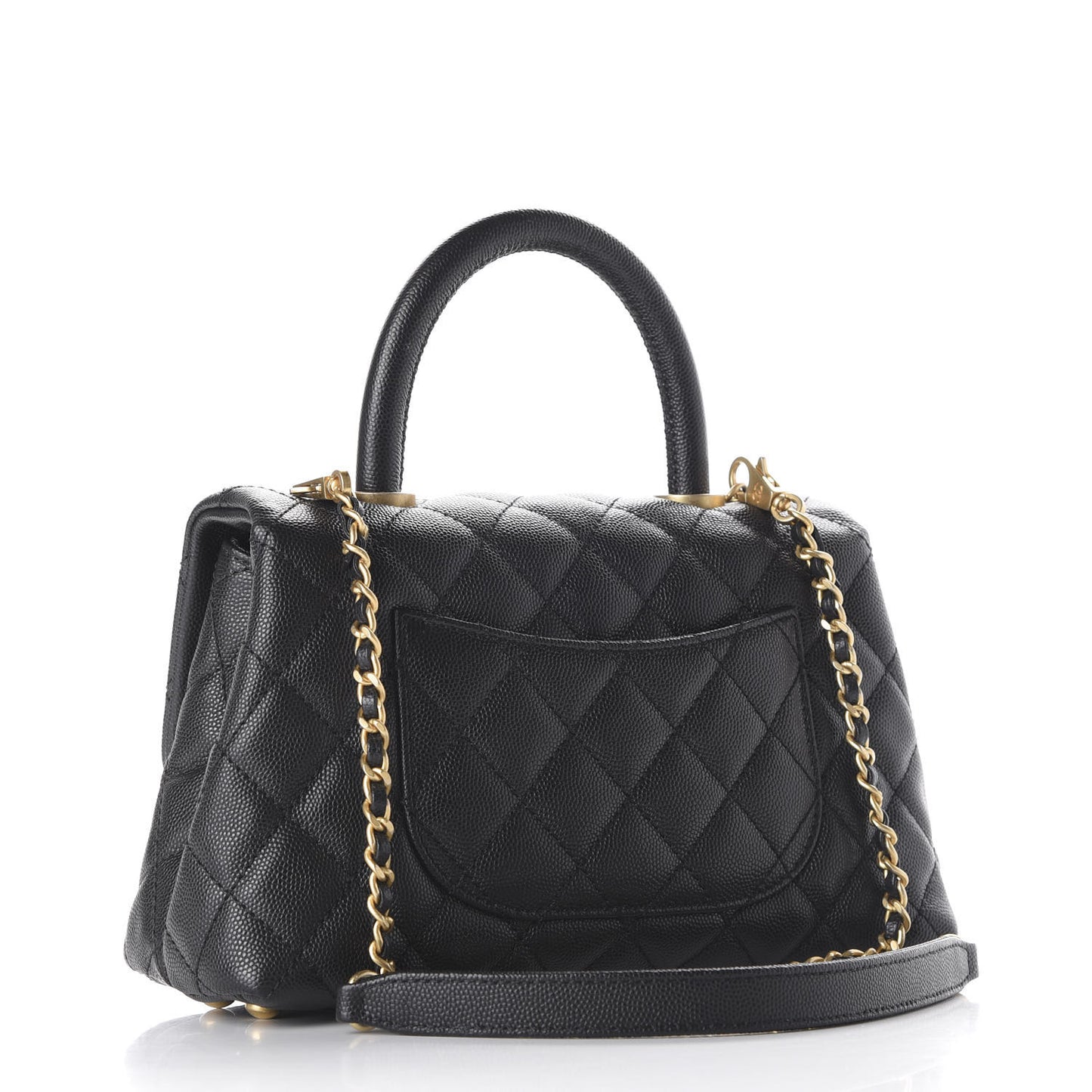 Caviar Quilted Mini Coco Handle Flap Black