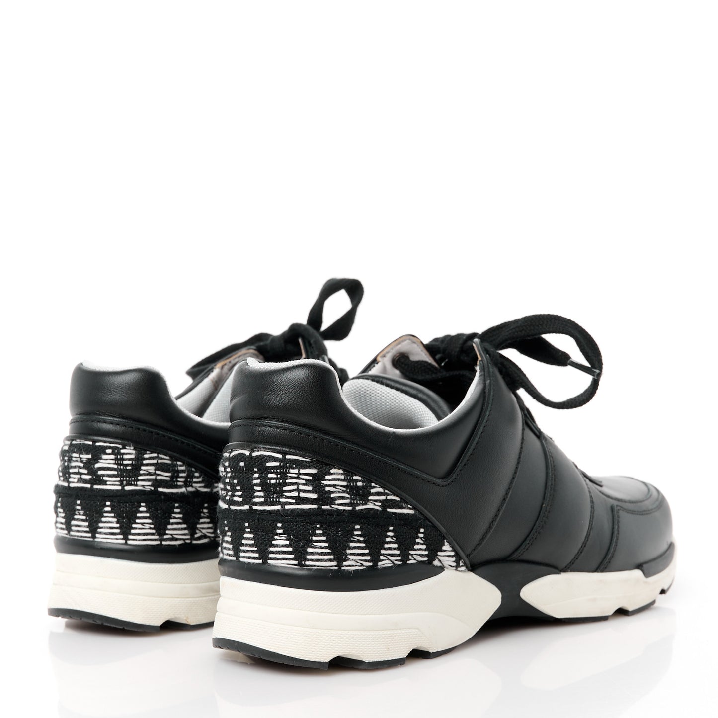 Calfskin Womens Sneakers 39.5 Black White