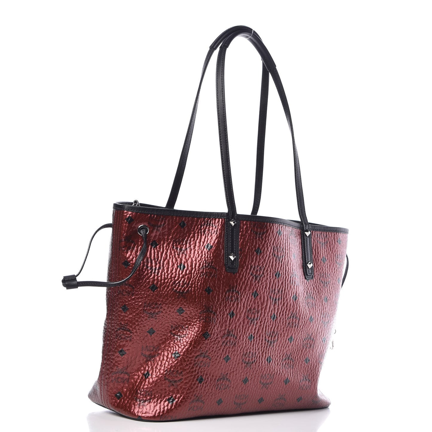 Metallic Visetos Medium Shopper Tote Scooter Red