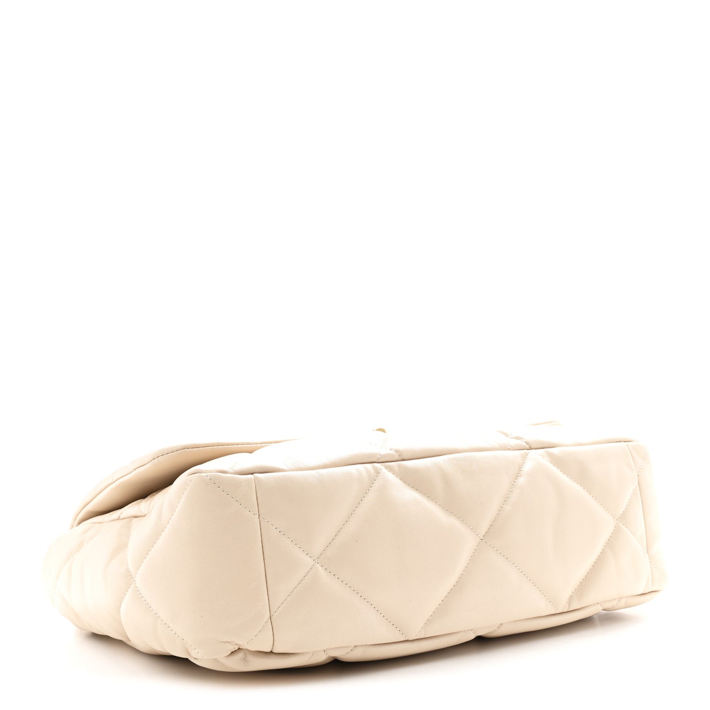 Goatskin Quilted Maxi Chanel 19 Flap Beige