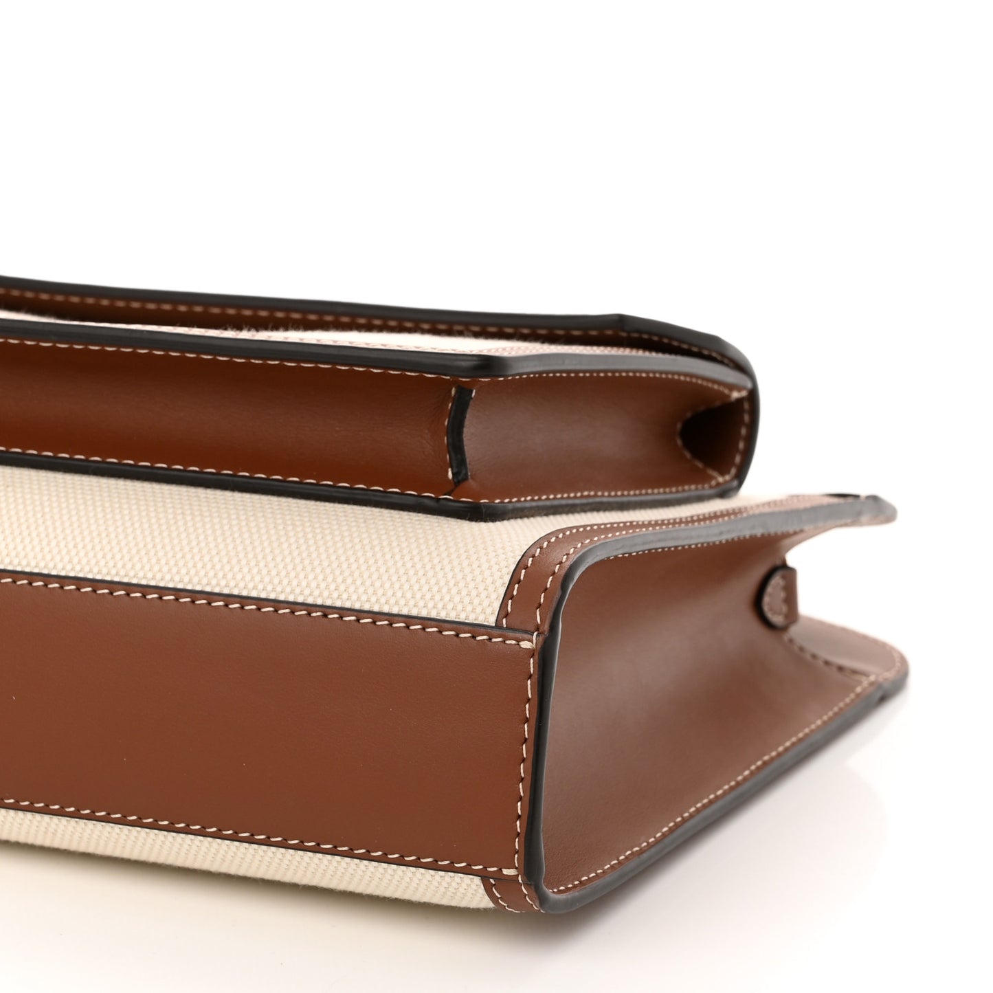 Canvas Smooth Calfskin Two Tone Mini Pocket Bag Natural Malt Brown