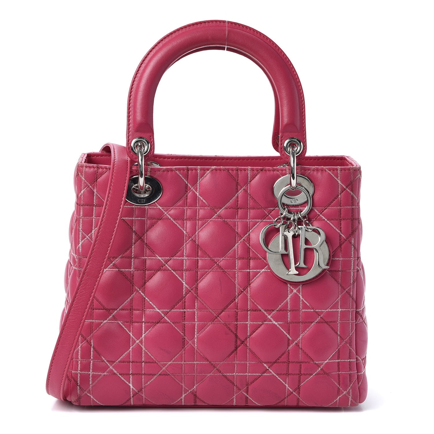 Christian Dior Lambskin Cannage Medium Lady Dior Fuchsia Multi 1 of 11