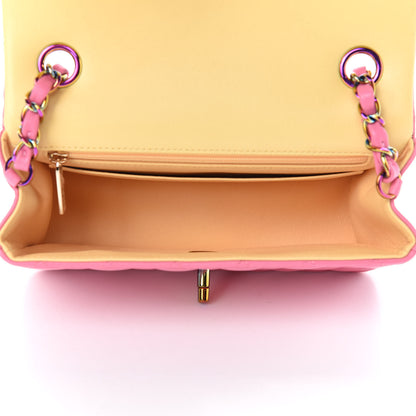 Chanel Lambskin Quilted Mini Rectangular Flap Pink Yellow 5 of 10