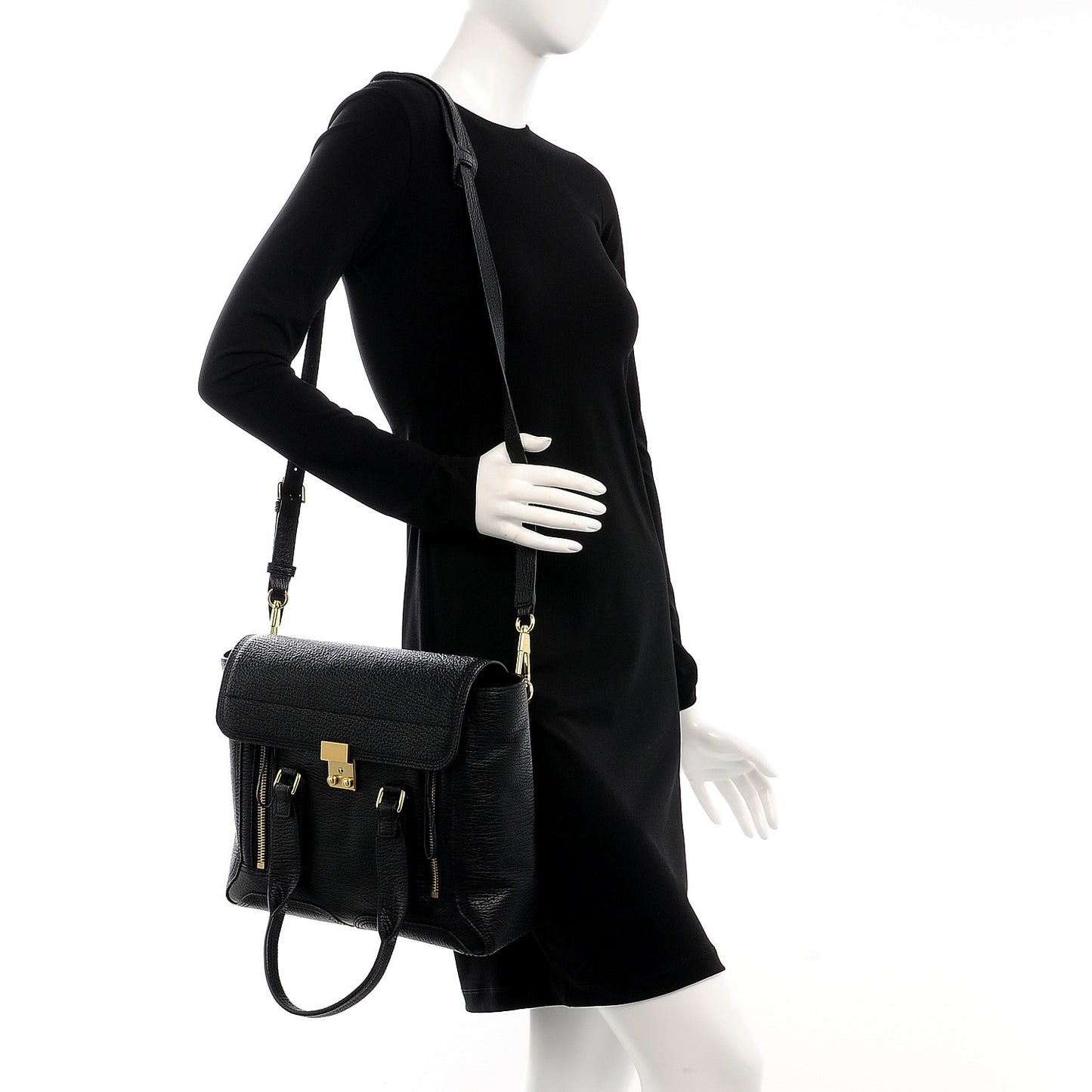 3.1 Textured Calfskin Medium Pashli Satchel Black