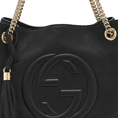 Gucci Pebbled Calfskin Medium Soho Chain Shoulder Bag Black 9 of 11