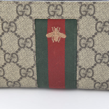 Gucci GG Supreme Monogram Web Bee Zip Around Wallet Beige Cocoa 8 of 9