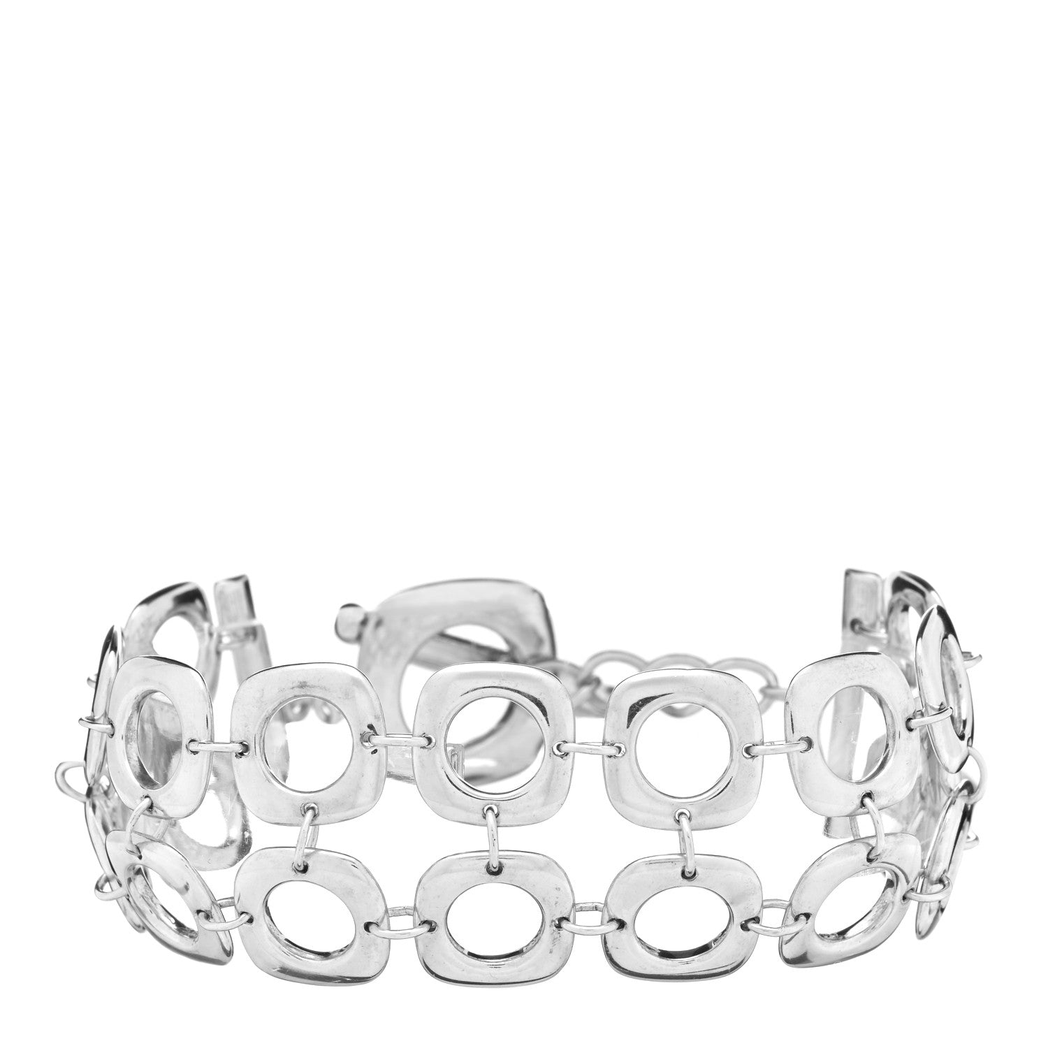 Tiffany Sterling Silver Double Cushion Square Link Toggle Bracelet 1 of 4