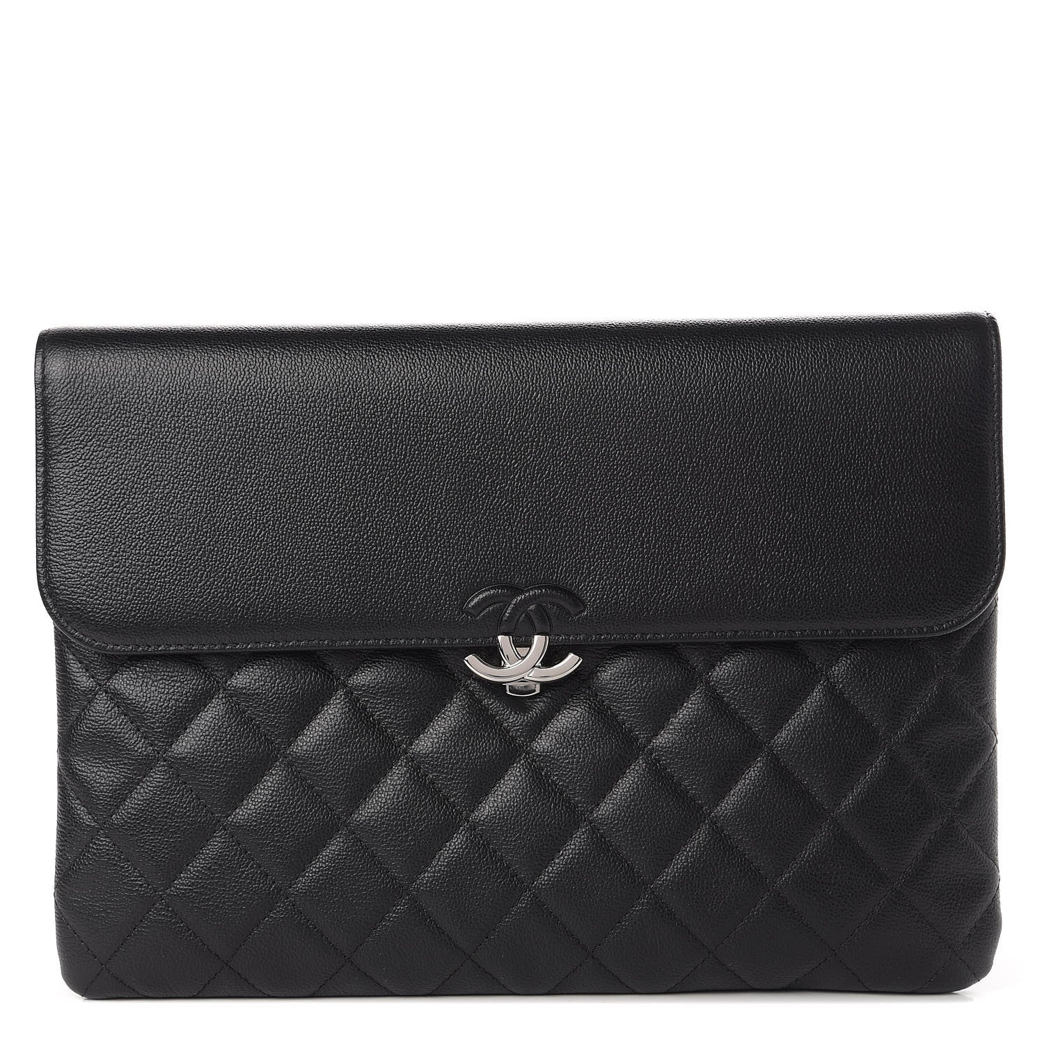 Chanel Grained Calfskin Quilted CC Box Pouch Black 1 of 12