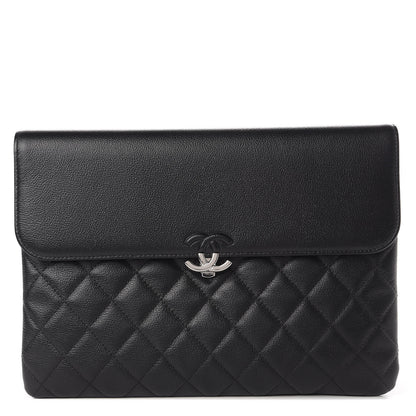 Chanel Grained Calfskin Quilted CC Box Pouch Black 1 of 12