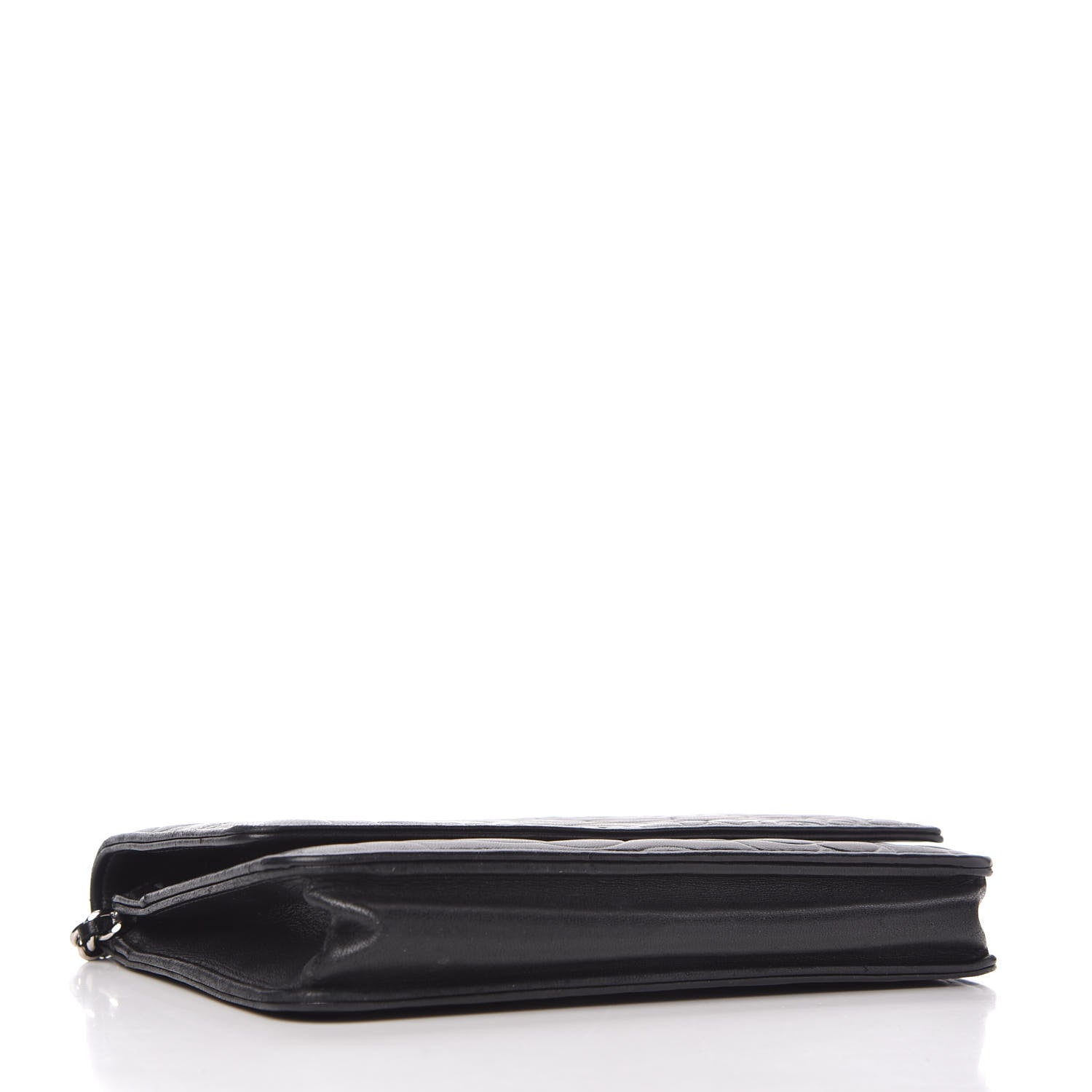 Chanel Lambskin Camellia Embossed Wallet on Chain WOC Black 4 of 12