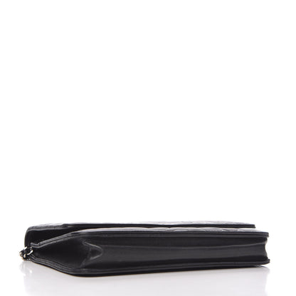 Chanel Lambskin Camellia Embossed Wallet on Chain WOC Black 4 of 12