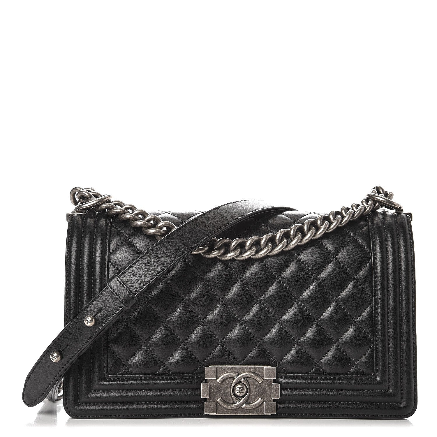 Chanel Lambskin Quilted Medium Boy Flap Black 1 of 8