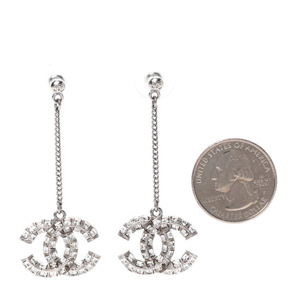 Chanel Baguette Crystal CC Drop Earrings Silver 2 of 4