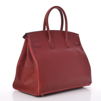Hermes Togo Horseshoe Bi-Color Birkin 35 Rouge H Bougainvillea 3 of 33