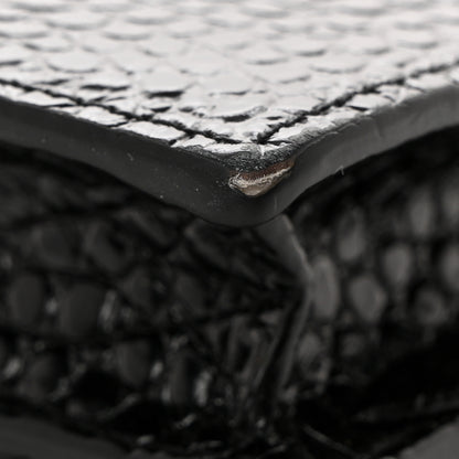 Saint Laurent Calfskin Crocodile Embossed Monogram Cassandra Clasp Bag Black Rouge Legion 12 of 13