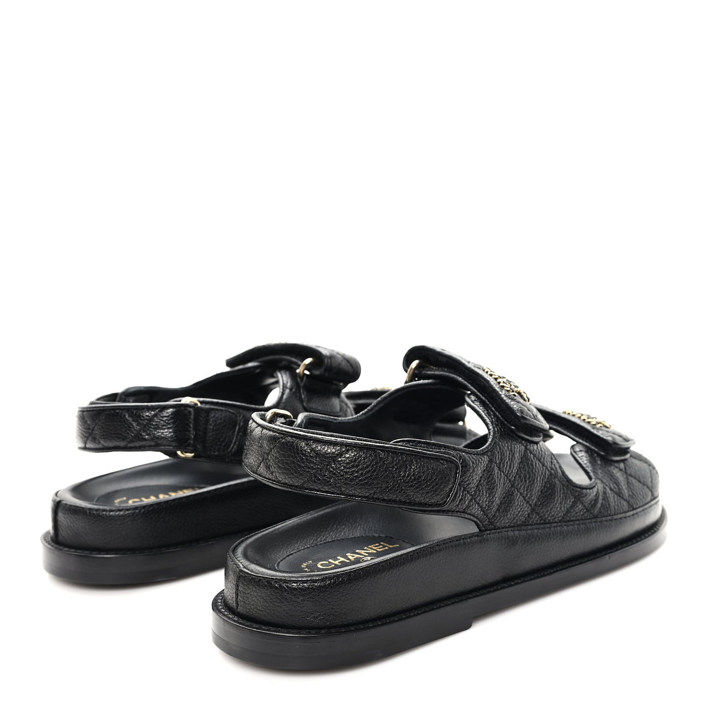 Grained Calfskin Velcro Dad Sandals 36.5 Black