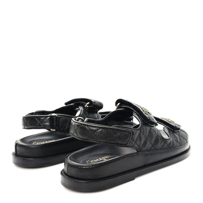 Chanel Grained Calfskin Velcro Dad Sandals 36.5 Black 5 of 10