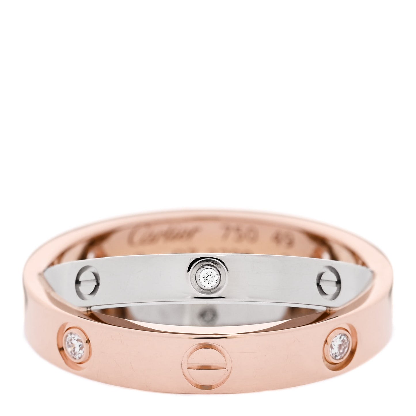 18K Pink White Gold 6 Diamond LOVE Ring 49 5