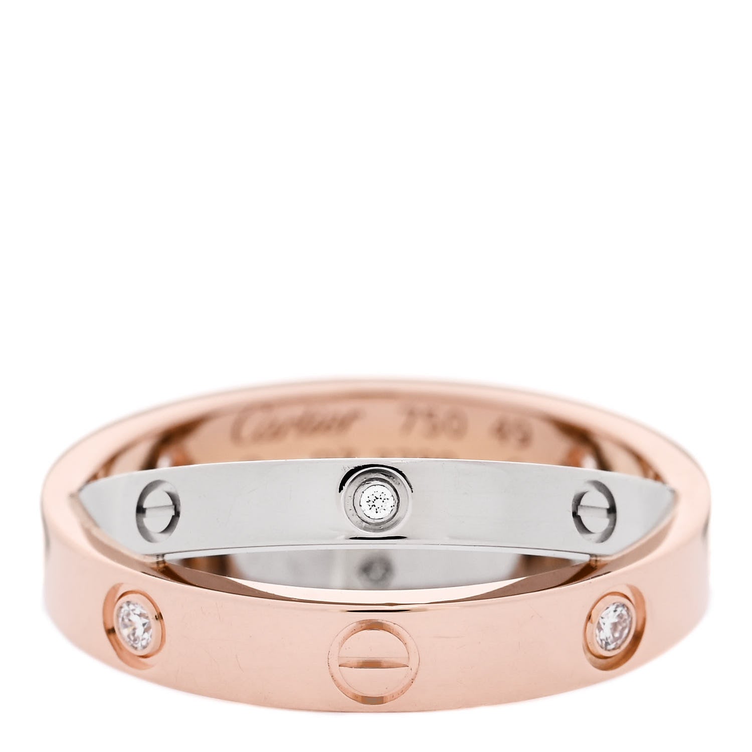 Cartier 18K Pink White Gold 6 Diamond LOVE Ring 49 5 1 of 4
