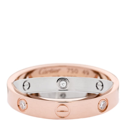 Cartier 18K Pink White Gold 6 Diamond LOVE Ring 49 5 1 of 4