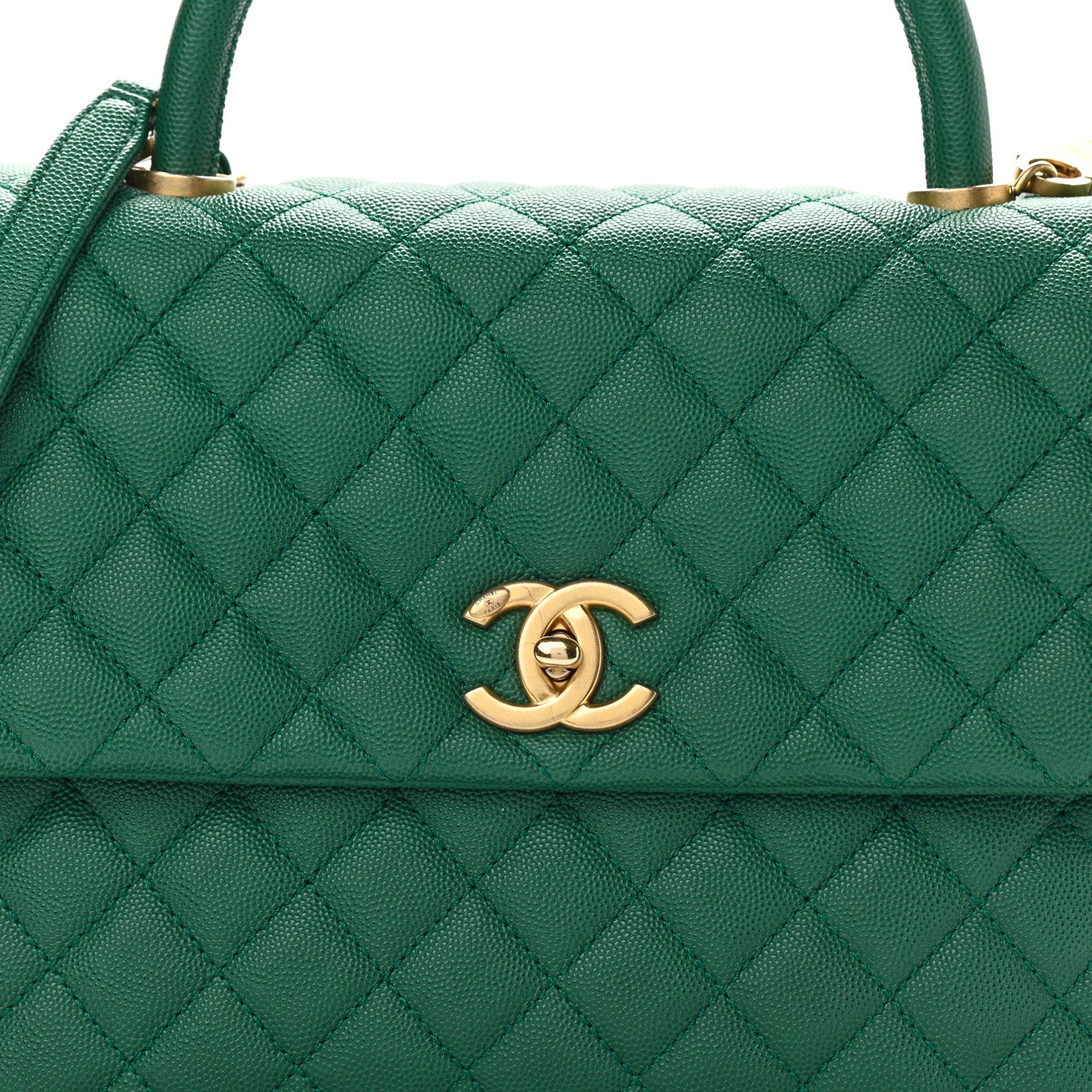 Chanel Caviar Quilted Medium Coco Handle Flap Green 8 of 8