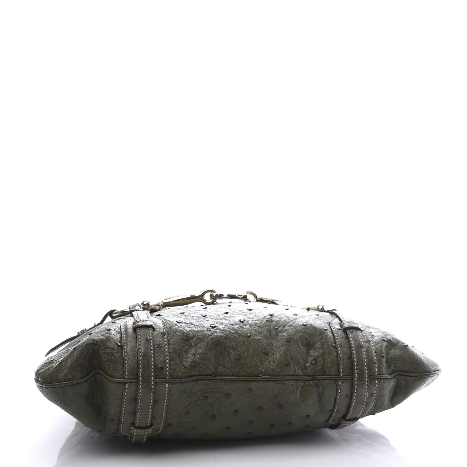 Gucci Ostrich Large Horsebit 85th Anniversary Hobo Green 3 of 12