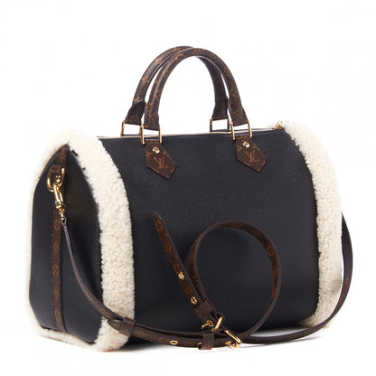 Louis Vuitton Calfskin Monogram Teddy Speedy Bandouliere 30 Black 2 of 8