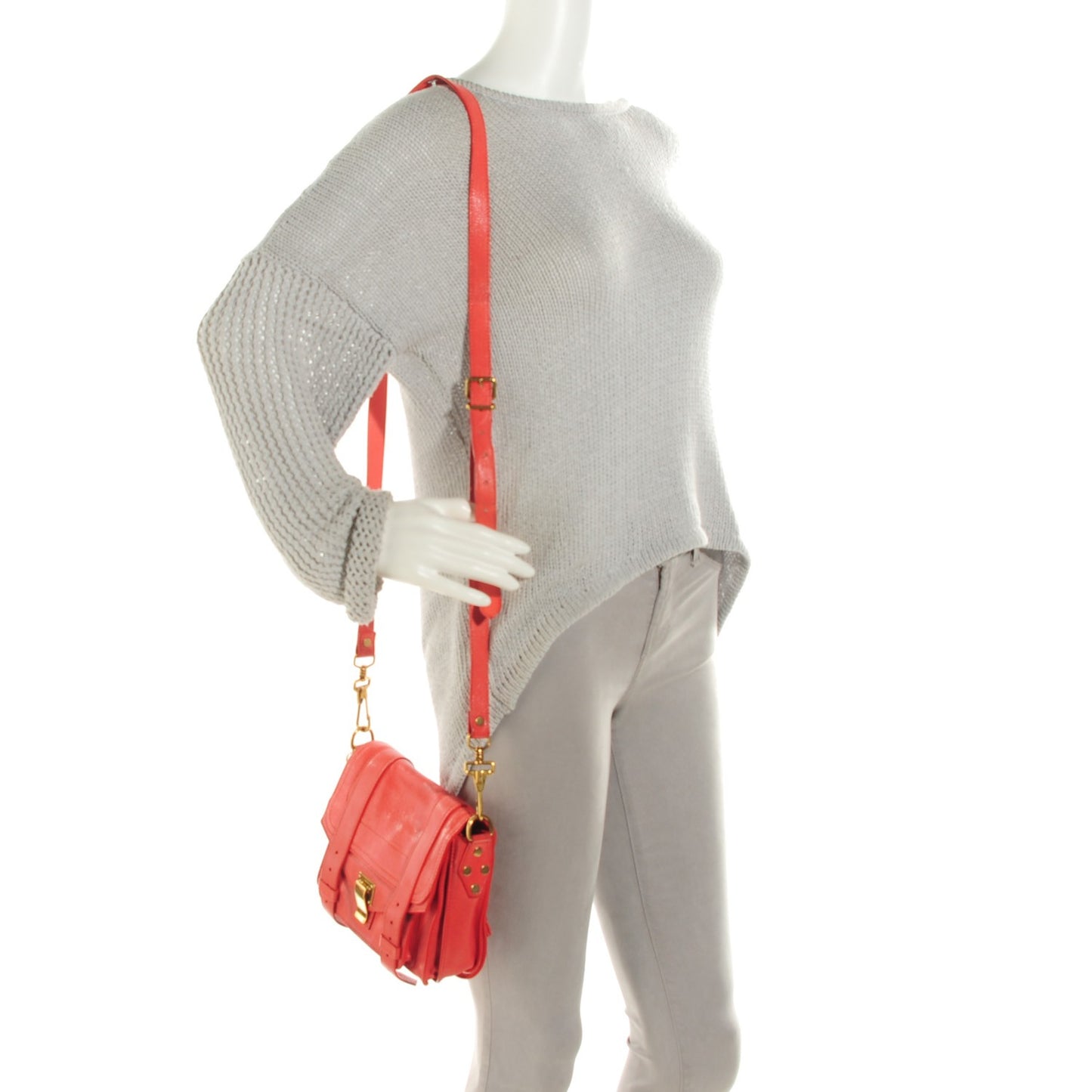 Lambskin PS1 Mini Pouch Messenger Bag Deep Coral