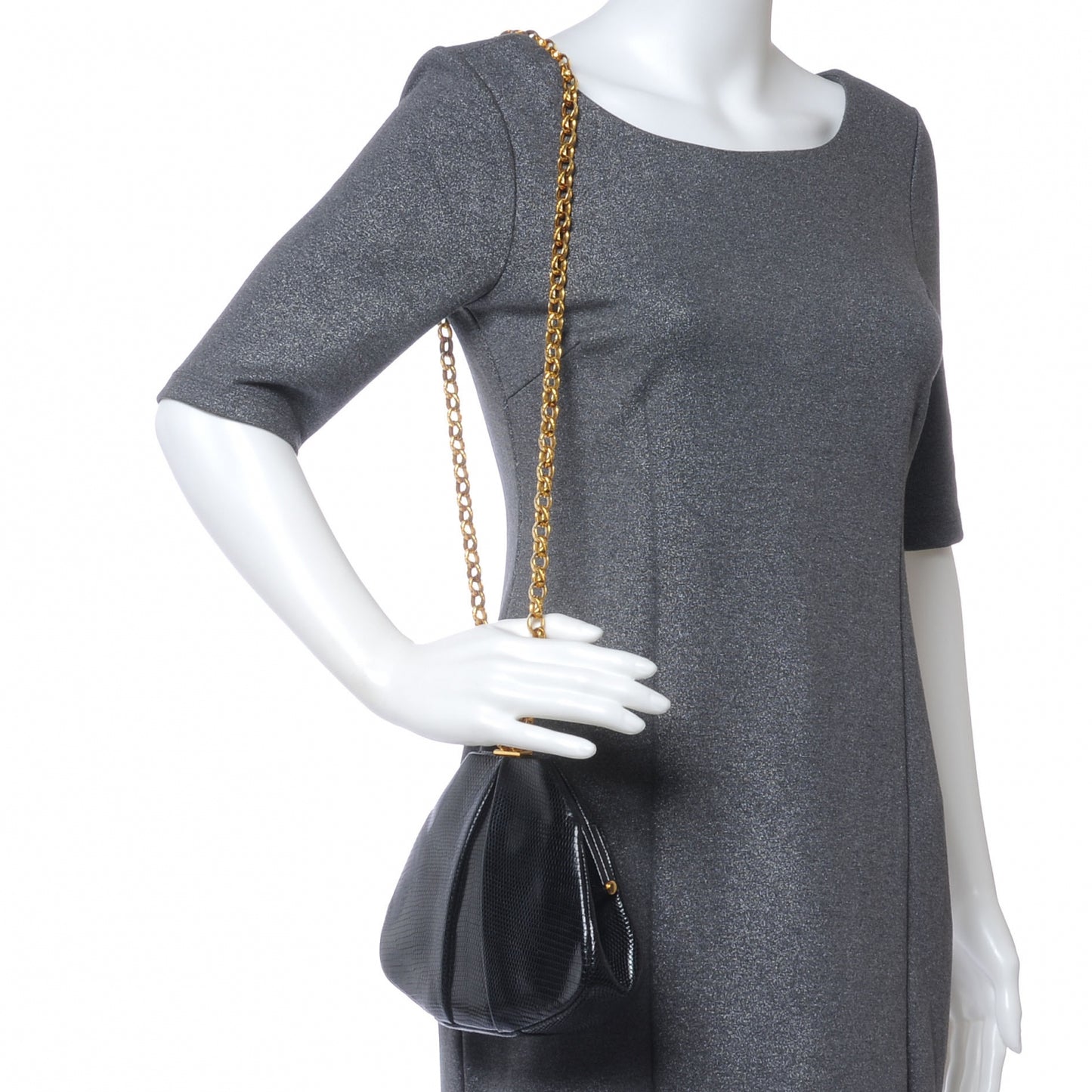 Lizard Tear Drop Evening Bag Black