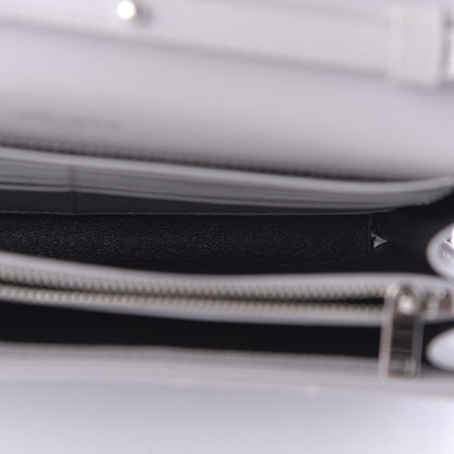 Saint Laurent Grain De Poudre Matelasse Chevron Monogram Chain Wallet Light Grey 5 of 9