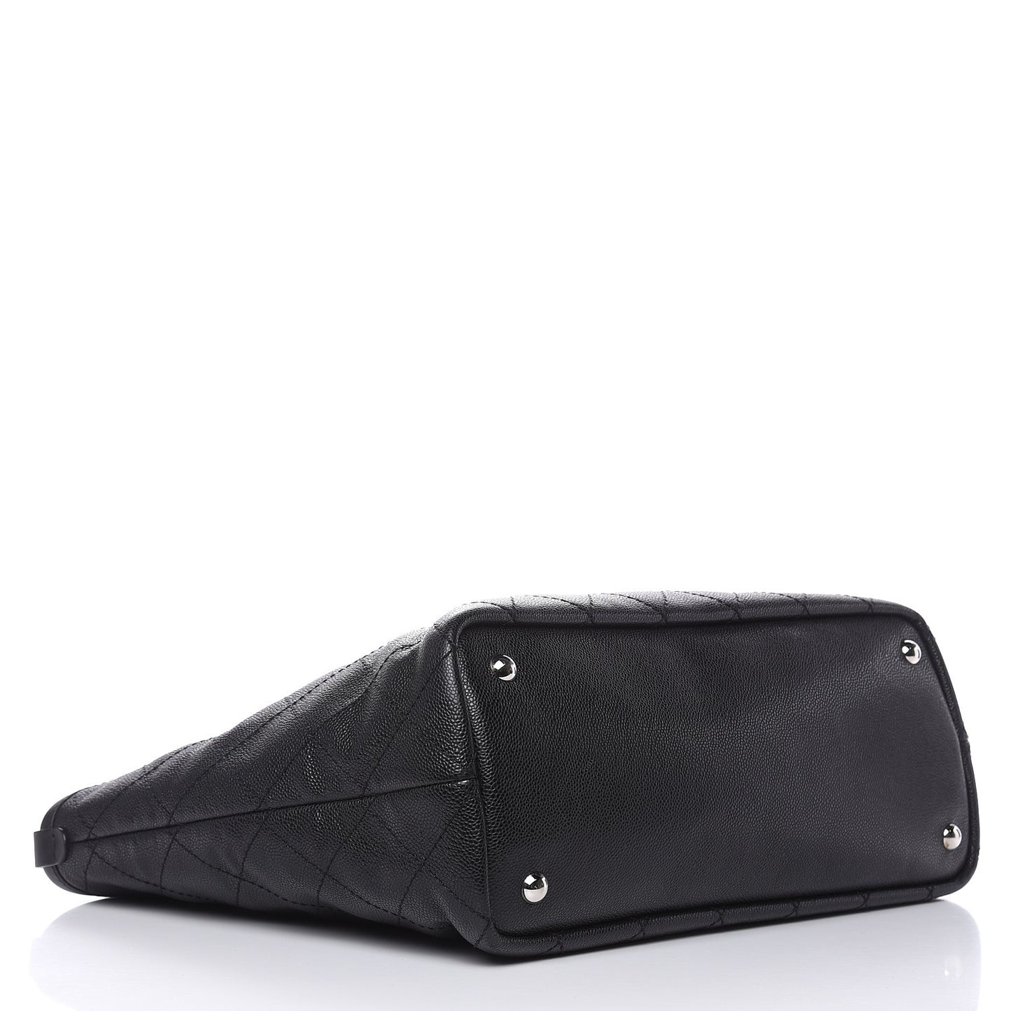 Grained Calfskin Large Shopping Fever Tote Black