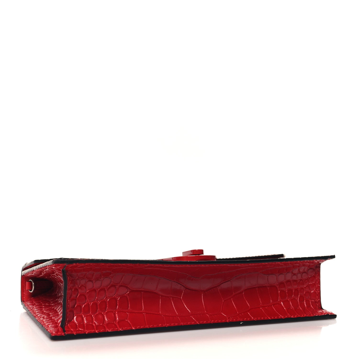 Christian Louboutin Calfskin Alligator Embossed Elisa Baguette Red 4 of 10