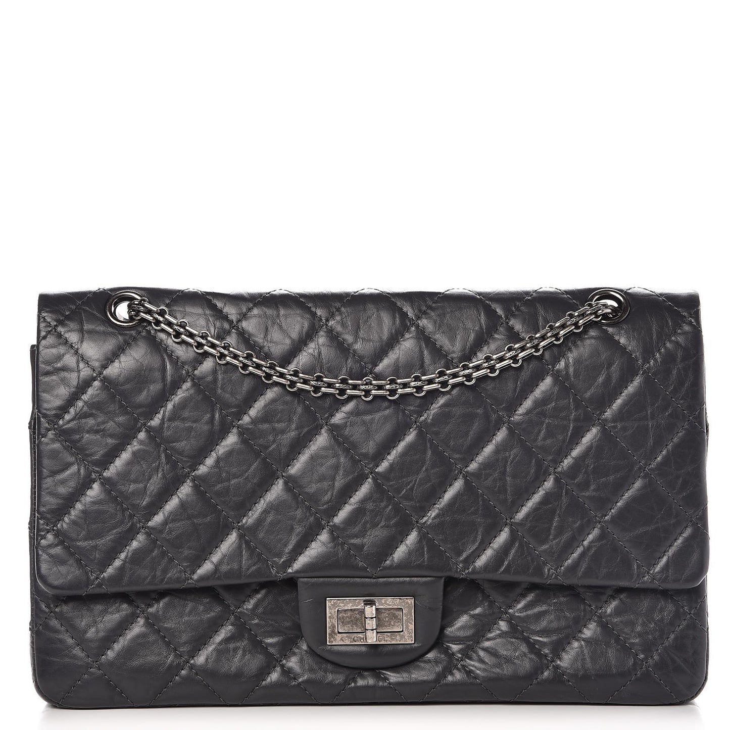 Aged Calfskin Quilted 2.55 Reissue 227 Flap Grey